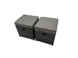 Fimous Garden Rattan Furniture Set 8 Seater with 4 Stools in Dark Grey - thumbnail 6
