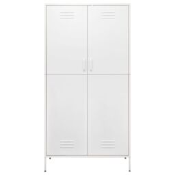 Berkfield Home Wardrobe White 90x50x180 cm Steel - Size: 90 x 50 x 180 cm - thumbnail 3