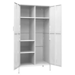 Berkfield Home Wardrobe White 90x50x180 cm Steel - Size: 90 x 50 x 180 cm - thumbnail 6