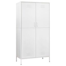 Berkfield Home Wardrobe White 90x50x180 cm Steel - Size: 90 x 50 x 180 cm - thumbnail 2