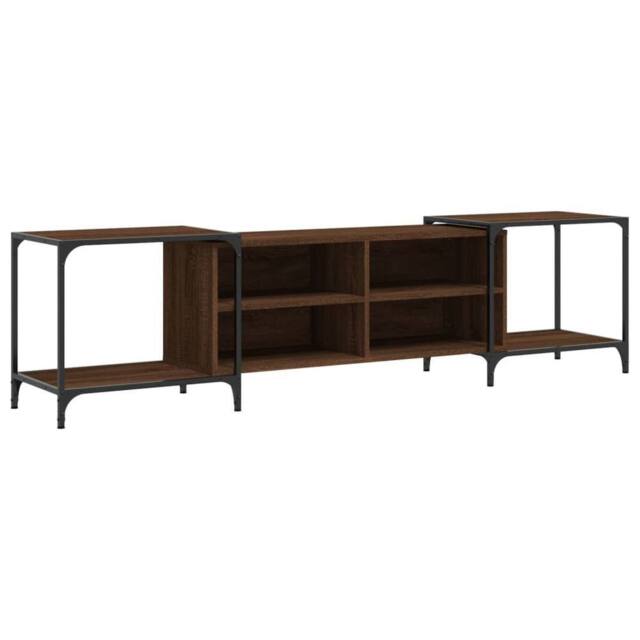 Berkfield Home TV Cabinet Brown Oak 203x37x50 cm Engineered Wood - Size: 203 x 37 x 50 cm - image 1
