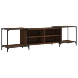 Berkfield Home TV Cabinet Brown Oak 203x37x50 cm Engineered Wood - Size: 203 x 37 x 50 cm - thumbnail 1