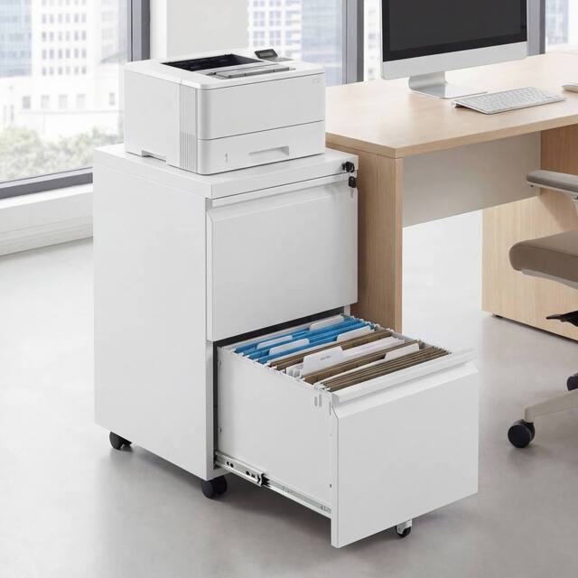 Costway 2-Drawer Mobile File Cabinet Rolling Metal Filing Cabinet w/2 Keys in White - image 1