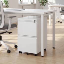 Costway 2-Drawer Mobile File Cabinet Rolling Metal Filing Cabinet w/2 Keys in White - thumbnail 7