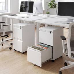 Costway 2-Drawer Mobile File Cabinet Rolling Metal Filing Cabinet w/2 Keys in White - thumbnail 5