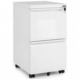 Costway 2-Drawer Mobile File Cabinet Rolling Metal Filing Cabinet w/2 Keys in White - thumbnail 3