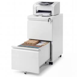 Costway 2-Drawer Mobile File Cabinet Rolling Metal Filing Cabinet w/2 Keys in White - thumbnail 2