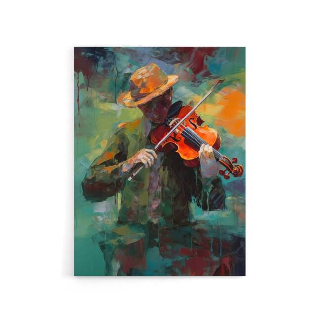 "Artery8 Violinist Musician Playing Violin Music Canvas Wall Art Print - Size: W18"" x H24""" - image 1