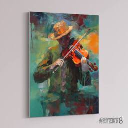 "Artery8 Violinist Musician Playing Violin Music Canvas Wall Art Print - Size: W18"" x H24""" - thumbnail 2