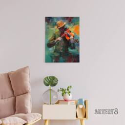 "Artery8 Violinist Musician Playing Violin Music Canvas Wall Art Print - Size: W18"" x H24""" - thumbnail 3