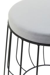 Orsina Tall Velvet Cage Stool With Grey Round Seat, Modern Bar Counter Stool, Velvet Barstool With Black Metal Base - thumbnail 2