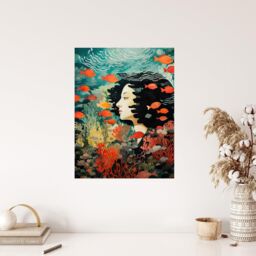 "Wee Blue Coo Wall Art Print Sleeping With Fishes Underwater Dream Living Room - Size: W18"" x H24""" - thumbnail 4