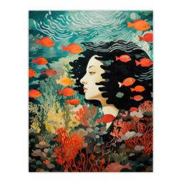 "Wee Blue Coo Wall Art Print Sleeping With Fishes Underwater Dream Living Room - Size: W18"" x H24""" - thumbnail 1