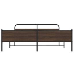 Berkfield Home Metal Bed Frame without Mattress Brown Oak 180x200 cm Super King - thumbnail 5