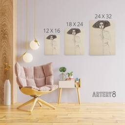 "Artery8 Portrait of a Woman with a Hat Canvas Wall Art Print Egon Schiele in Beige - Size: W18"" x H24""" - thumbnail 4