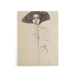 "Artery8 Portrait of a Woman with a Hat Canvas Wall Art Print Egon Schiele in Beige - Size: W18"" x H24""" - thumbnail 1