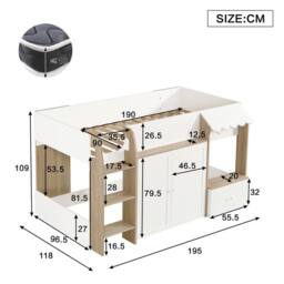 Matteo White Wooden High Sleeper Bed with Storage & Ladder - UK 3ft Single - thumbnail 7