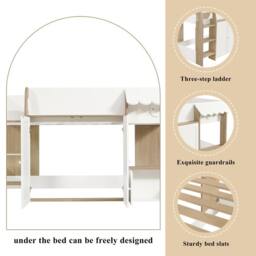 Matteo White Wooden High Sleeper Bed with Storage & Ladder - UK 3ft Single - thumbnail 8