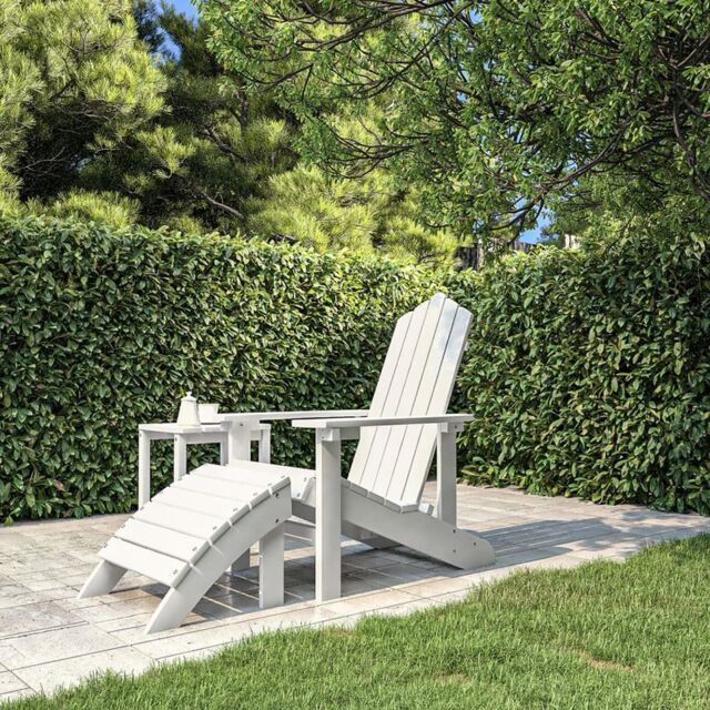 Berkfield Home Garden Adirondack Chair with Footstool HDPE White - image 1