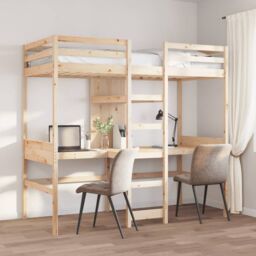 Berkfield Home Loft Bed Frame without Mattress 75x190cm Solid Wood Pine in Brown - Size: 75x190 cm - thumbnail 1