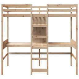 Berkfield Home Loft Bed Frame without Mattress 75x190cm Solid Wood Pine in Brown - Size: 75x190 cm - thumbnail 5