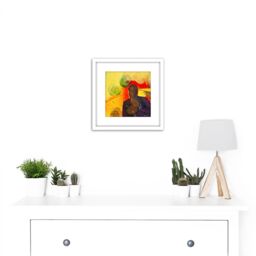 Artery8 Adi Holzer 899 Satchmo Louis Armstrong Painting 8X8 Inch Square Wooden Framed Wall Art Print Picture with Mount in White - thumbnail 2