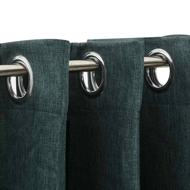 Berkfield Home Linen-Look Blackout Curtains with Grommets Green 290x245cm - Size: 290x245 cm - image 1
