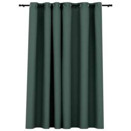 Berkfield Home Linen-Look Blackout Curtains with Grommets Green 290x245cm - Size: 290x245 cm - thumbnail 3