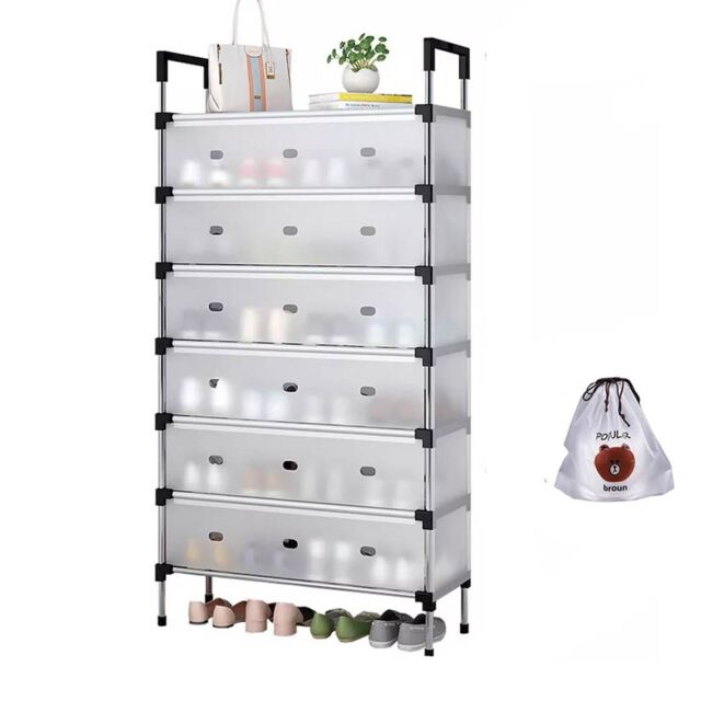SPETLEK 5/6/7 Tier Cabinet Storage Organiser Shoe Rack Stand Holder in Clear - Size: Large - image 1