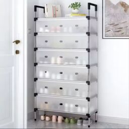 SPETLEK 5/6/7 Tier Cabinet Storage Organiser Shoe Rack Stand Holder in Clear - Size: Large - thumbnail 6