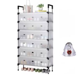 SPETLEK 5/6/7 Tier Cabinet Storage Organiser Shoe Rack Stand Holder in Clear - Size: Large - thumbnail 1