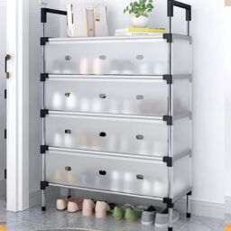 SPETLEK 5/6/7 Tier Cabinet Storage Organiser Shoe Rack Stand Holder in Clear - Size: Large - thumbnail 8