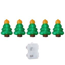 Samuel Alexander 12cm Set of 5 Light up Christmas Tree Ornaments with 50 White LEDs in Green - thumbnail 8