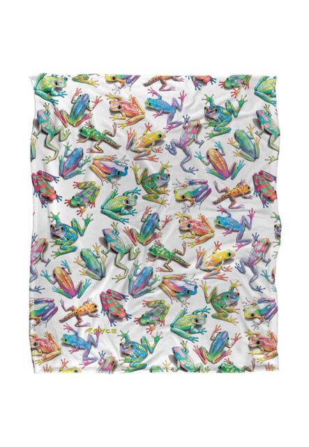 JQ Licensing Royce Mcclure Sticky Fingers Frog Pattern Silky Touch Super Soft Throw Blanket 152 X 127 cm in White - image 1