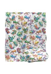 JQ Licensing Royce Mcclure Sticky Fingers Frog Pattern Silky Touch Super Soft Throw Blanket 152 X 127 cm in White - thumbnail 2