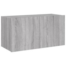 Berkfield Home TV Wall Cabinet with LED Lights Grey Sonoma 80x35x41 cm - Size: 80 x 35 x 41 cm - thumbnail 1