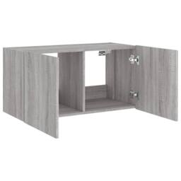 Berkfield Home TV Wall Cabinet with LED Lights Grey Sonoma 80x35x41 cm - Size: 80 x 35 x 41 cm - thumbnail 8