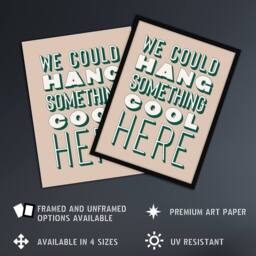 Artery8 We Could Hang Something Cool Here Beige Funny Framed Wall Art Print - Size: A4 - thumbnail 2