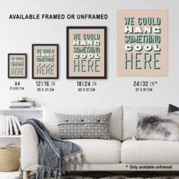 Artery8 We Could Hang Something Cool Here Beige Funny Framed Wall Art Print - Size: A4 - thumbnail 3