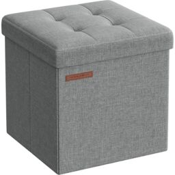SONGMICS Small Foldable Storage Ottoman Foot Rest Compact Living Room Dorm in Light Grey - thumbnail 6