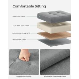 SONGMICS Small Foldable Storage Ottoman Foot Rest Compact Living Room Dorm in Light Grey - thumbnail 3