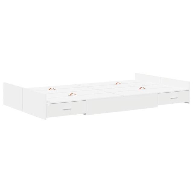 Berkfield Home Storage Bed Frame White 120 x 190 cm Melamine-coated wood - image 1