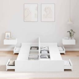 Berkfield Home Storage Bed Frame White 120 x 190 cm Melamine-coated wood - thumbnail 4