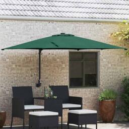 Berkfield Home Patio Umbrella Green Polyester 300 cm x 300 cm Collapsible - thumbnail 2