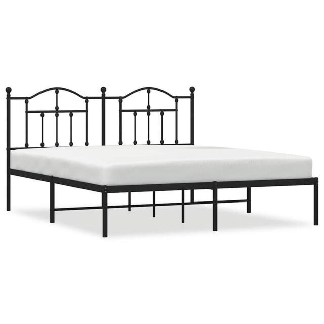 Berkfield Home Metal Bed Frame with Headboard Black 183x213 cm - image 1