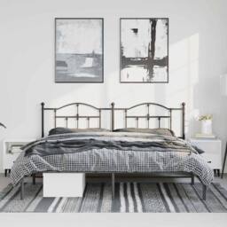 Berkfield Home Metal Bed Frame with Headboard Black 183x213 cm - thumbnail 4