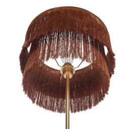Wyld and Coco 137cm Floor Lamp - Brown Linen Shade with Tassel Fringe Gold Iron Base - thumbnail 5