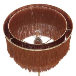 Wyld and Coco 137cm Floor Lamp - Brown Linen Shade with Tassel Fringe Gold Iron Base - thumbnail 4