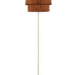 Wyld and Coco 137cm Floor Lamp - Brown Linen Shade with Tassel Fringe Gold Iron Base - thumbnail 2