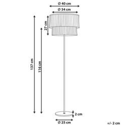 Wyld and Coco 137cm Floor Lamp - Brown Linen Shade with Tassel Fringe Gold Iron Base - thumbnail 3